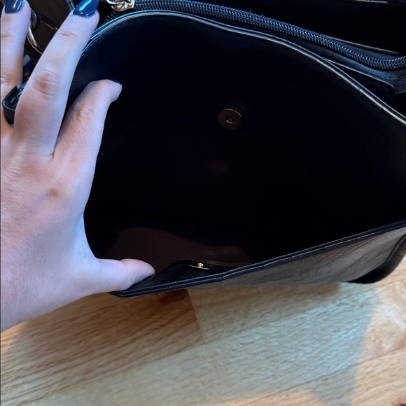 Black Leather Bag with  Colorful Strap adjustable strap - Picture 7 of 9